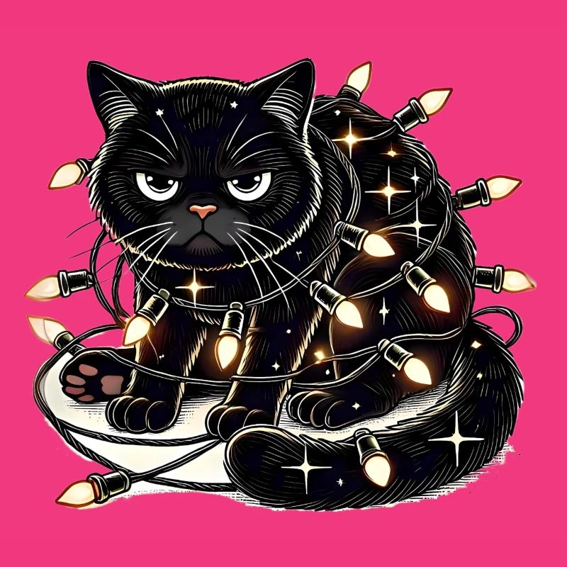Grumpy Christmas Cat. Meow but please without tinsel
