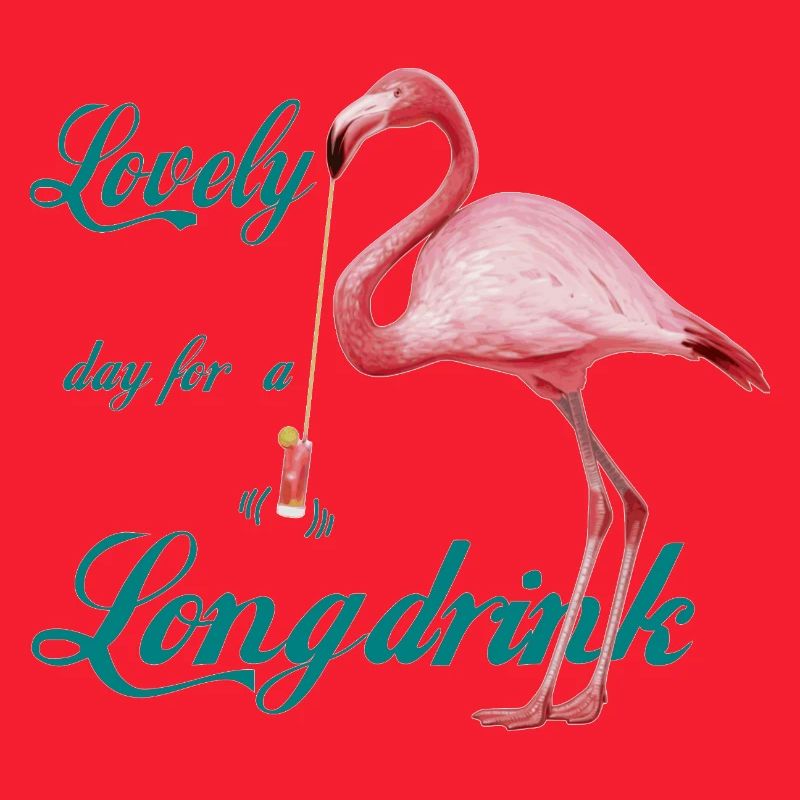 Flamingo mit Longdrink Retro
