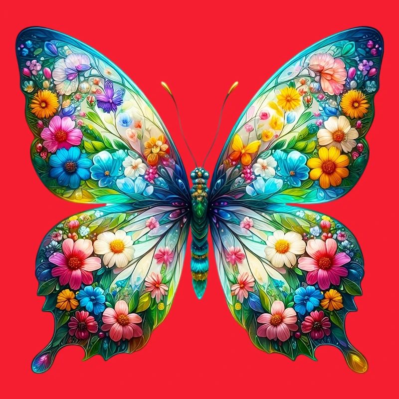 Schmetterling mit Blumen verziert