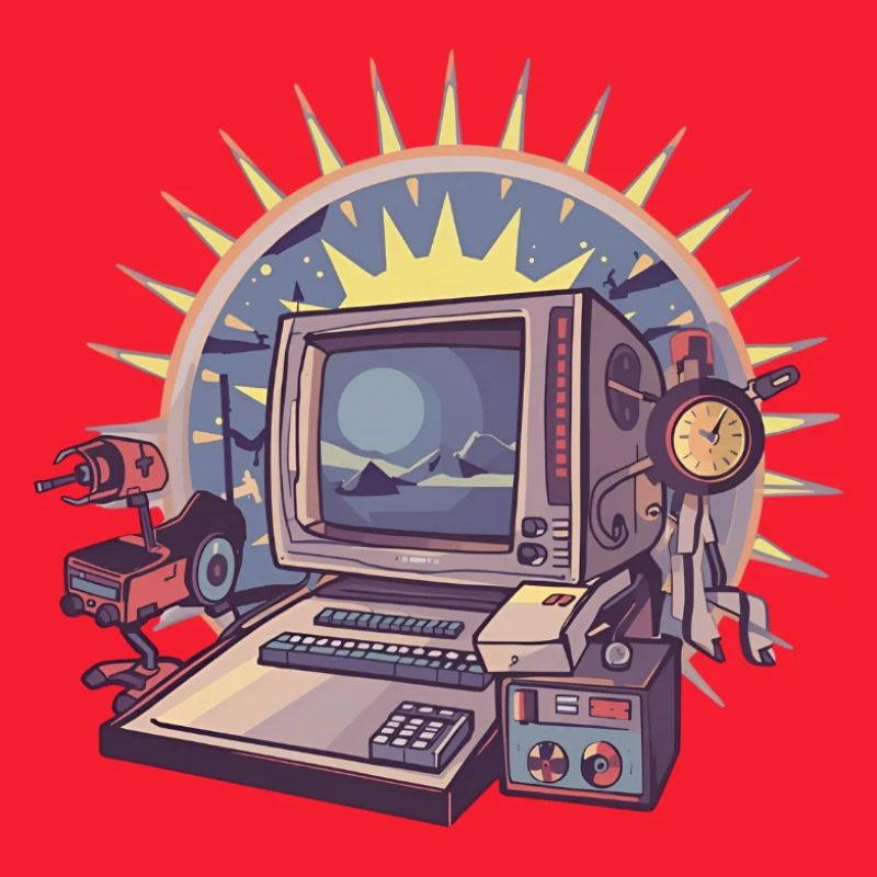 Futuristischer Computer mit Retro-Elementen