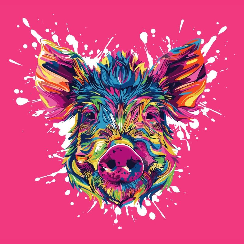 Farbexplosion Schweinekopf
