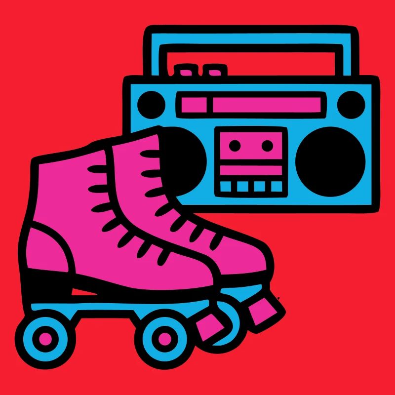 Roller Skates Boombox 80s Retro