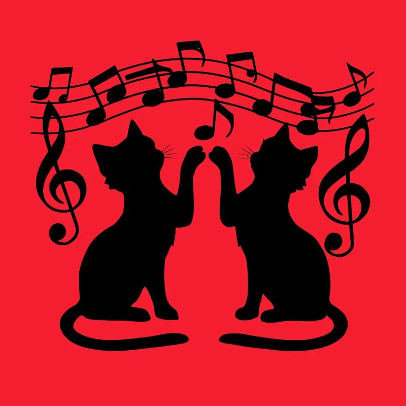 Black cats pattern playing with musical note
