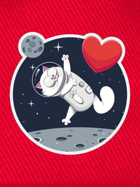 Einsame Astronautin Katze fängt Herz