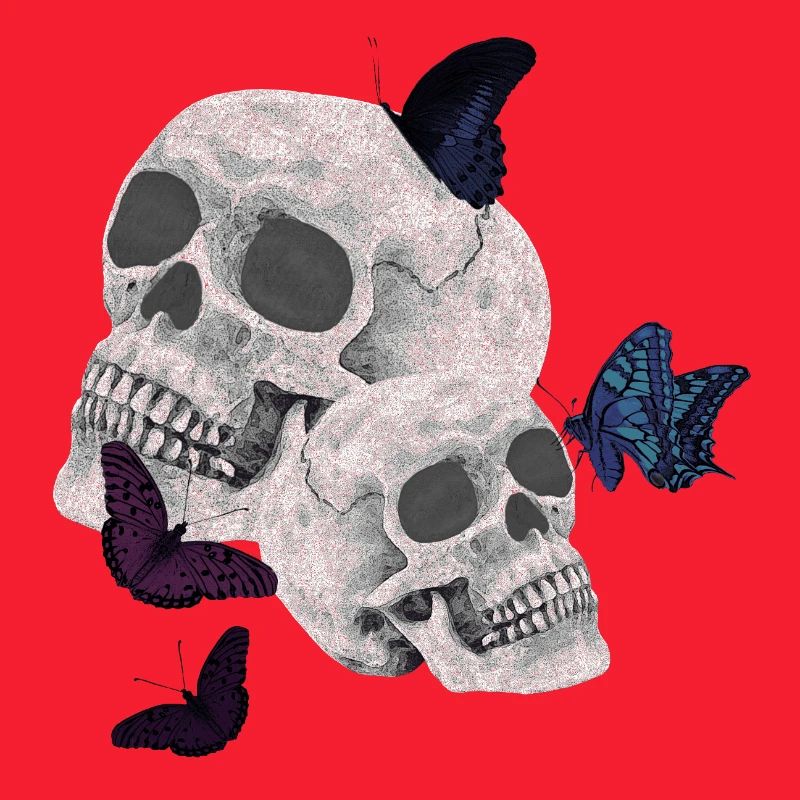 menschenschädel, schmetterlinge, goth