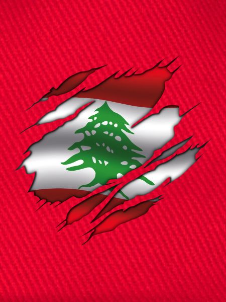 Flagge des Libanon - Zerrissene Flagge