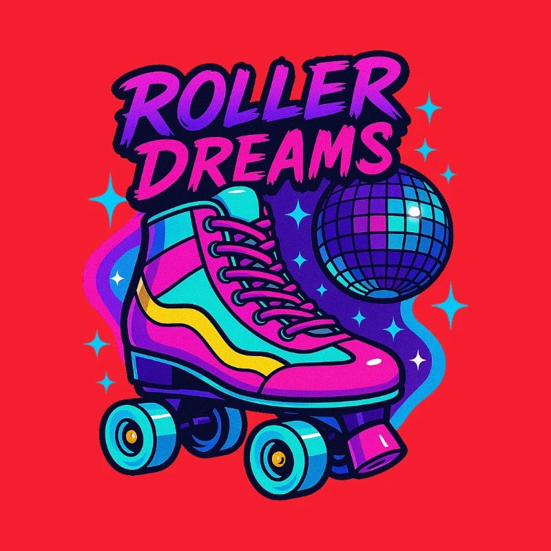 Neon Roller Skates Disco Design
