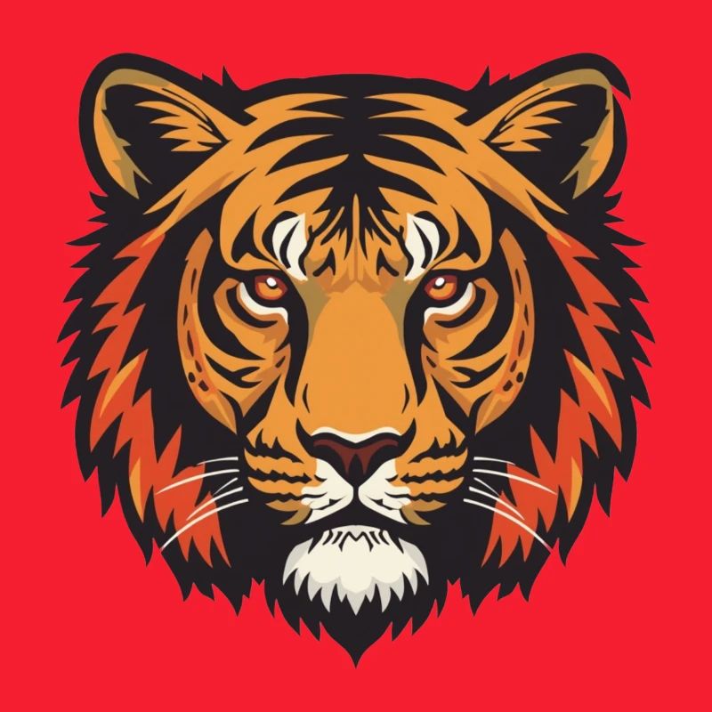 Expressive tiger head impression