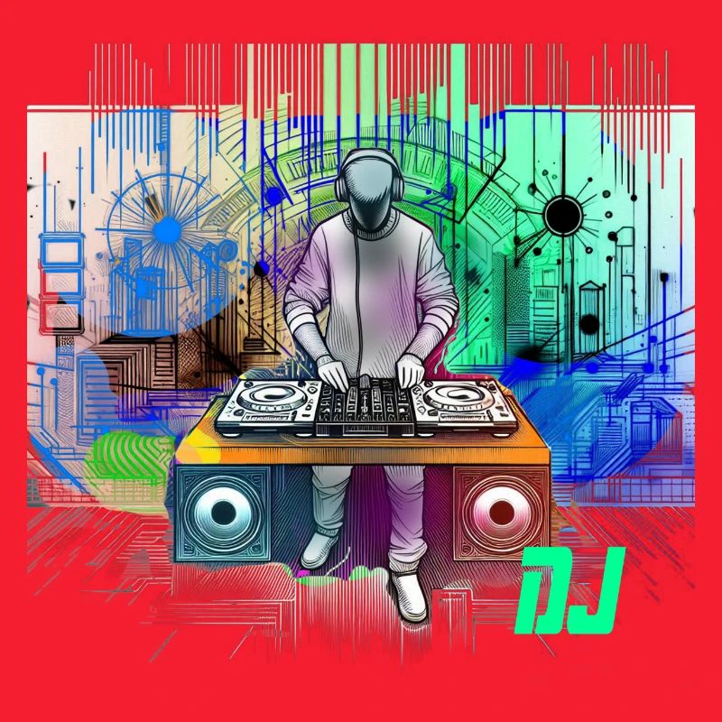 DJ dynamique avec des designs techno colorés