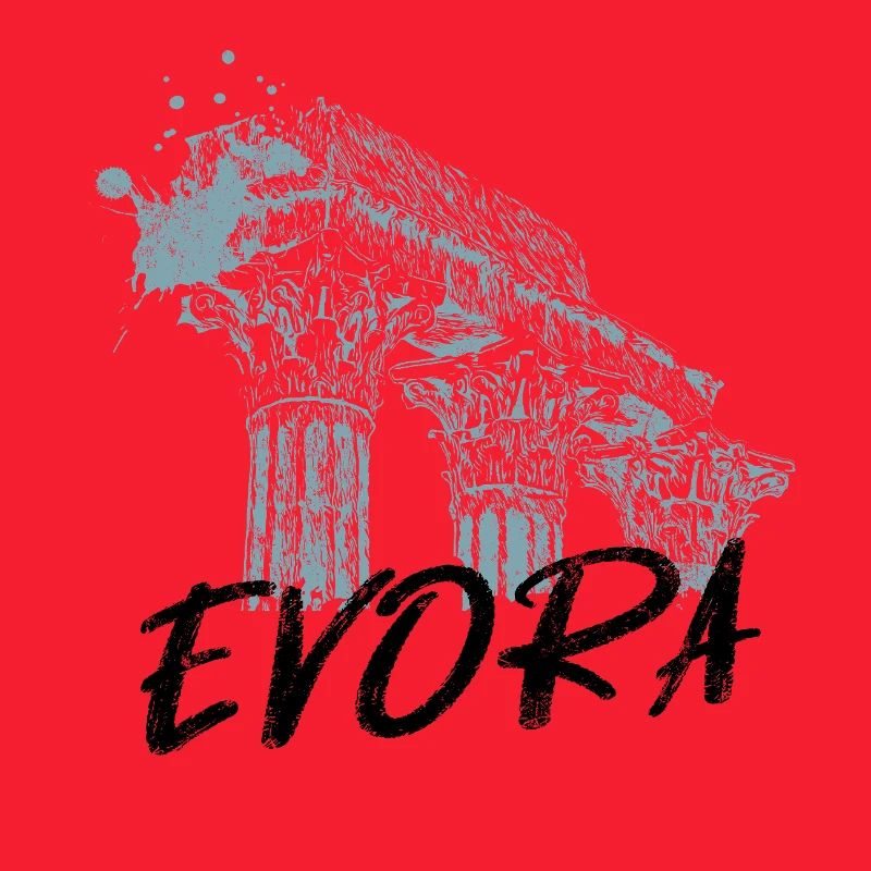 Illustration monochrome du temple romain d’Évora