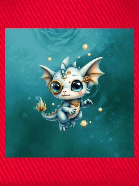Steampunk Drache Blaues Monokel