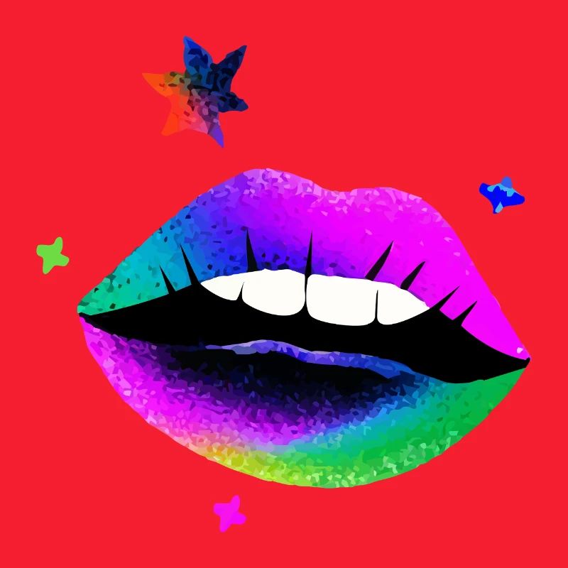 Regenbogen Lippen Pop Art Neon