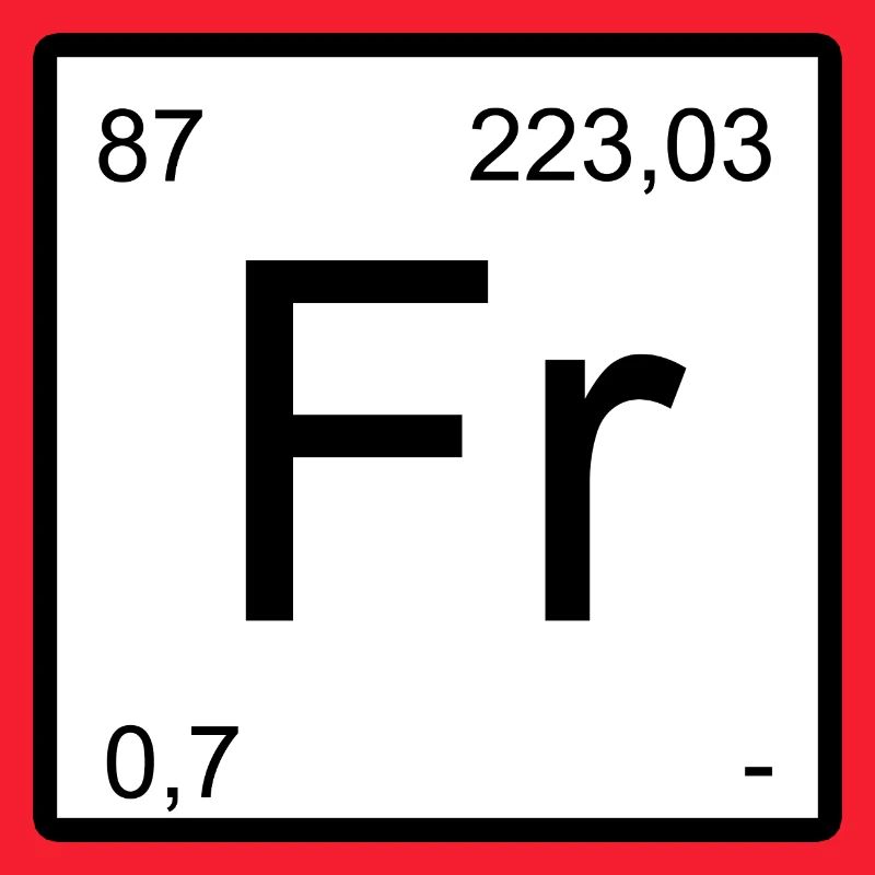 Conception des éléments de francium avec nombres de période