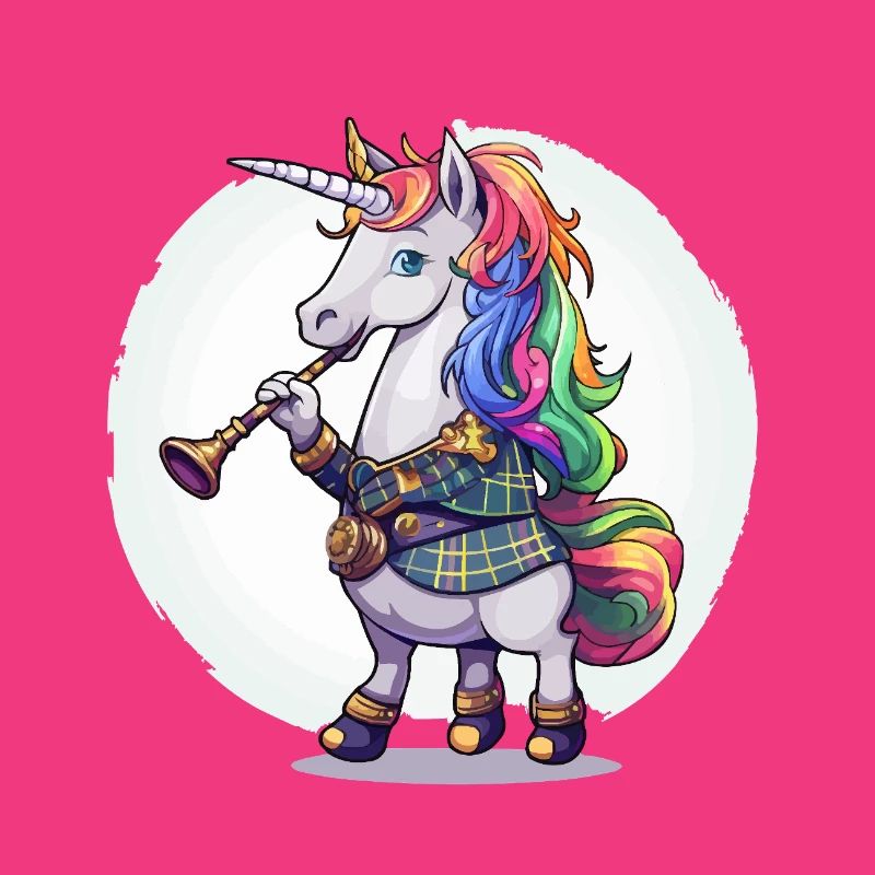 Buntes Einhorn mit Trompete