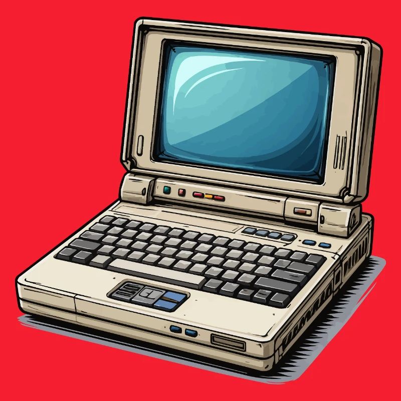  Laptop Retro-Computer Vintage Stil Illustration