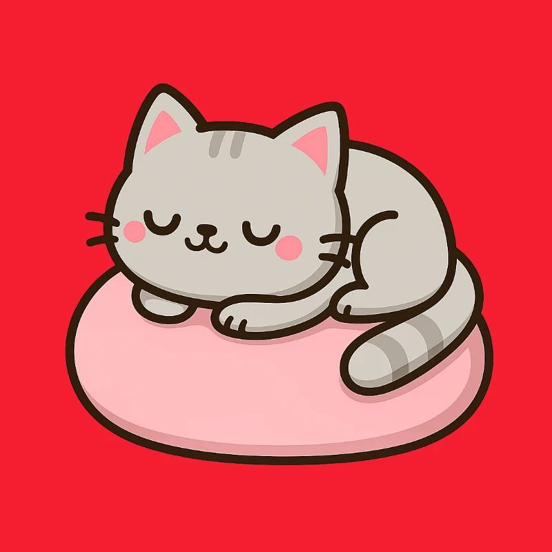 Chat doux sur coussin rose