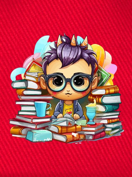 Lernheld Chibi mit Büchern
