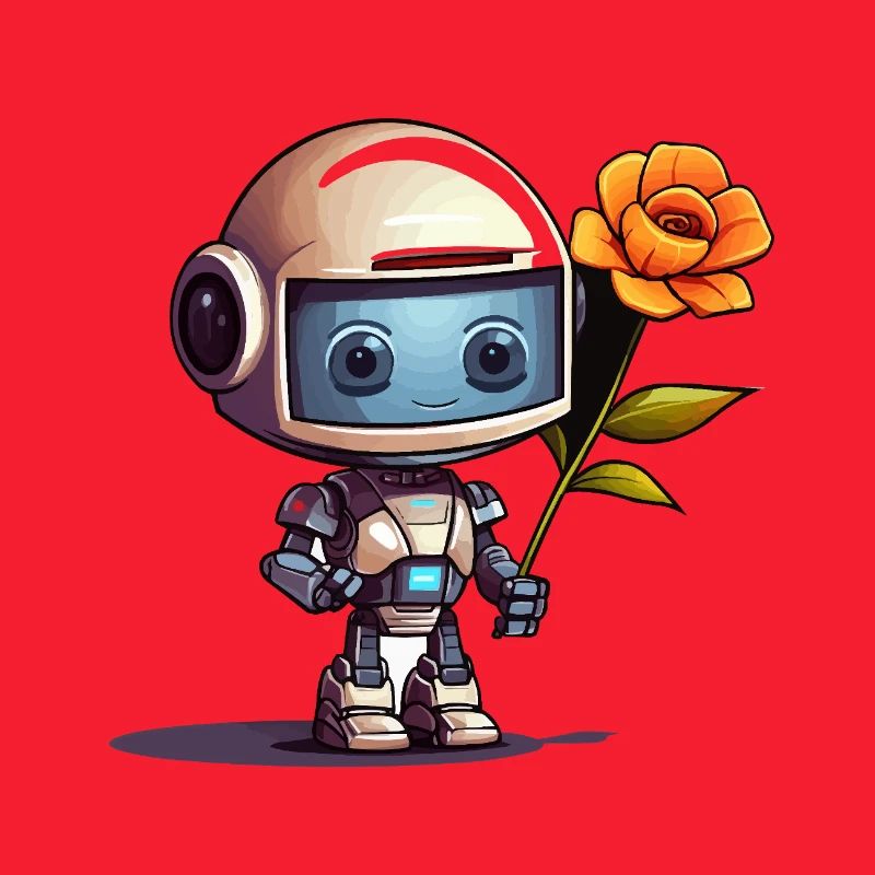 Kleiner Roboter mit Rose