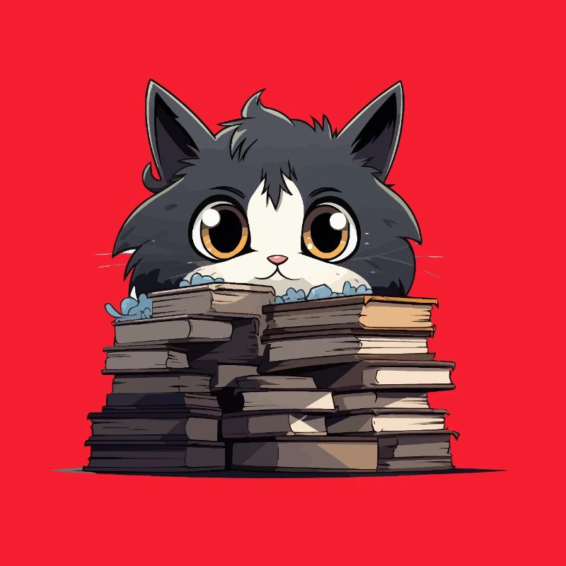 Kätzchen über Bücherstapel