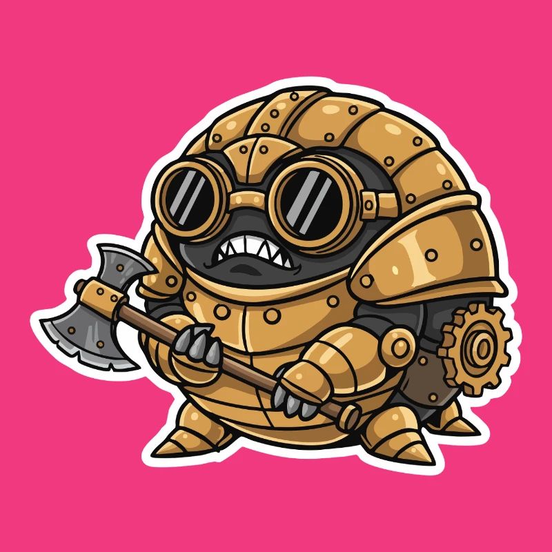 Sowbug Warrior Steampunk Axe Copper Armor