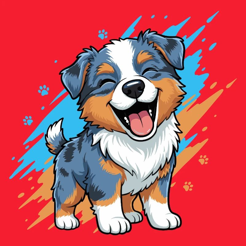 Ami chiot joyeux dans une touche de couleur