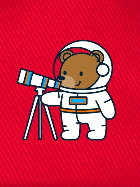 Astronautenbär am Teleskop