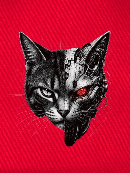 Halb-Katze Cyborg-Katze