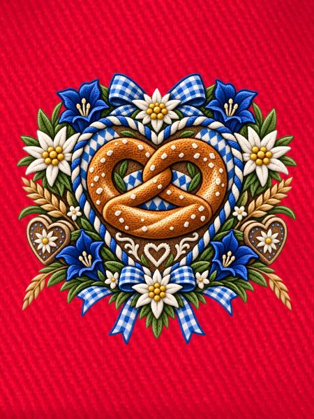 Brezel mit Edelweiß und Enzian 