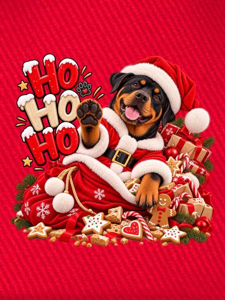 Weihnachtshund im Santa Outfit