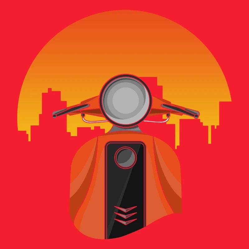 Moped mit Häuser