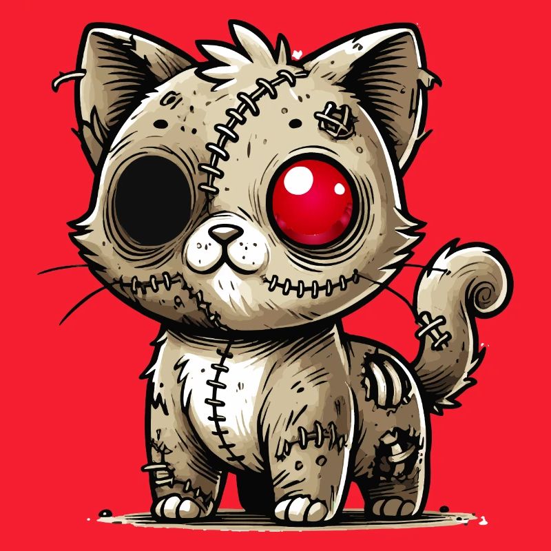 chat kawaii zombie effrayant pour s’amuser à Halloween