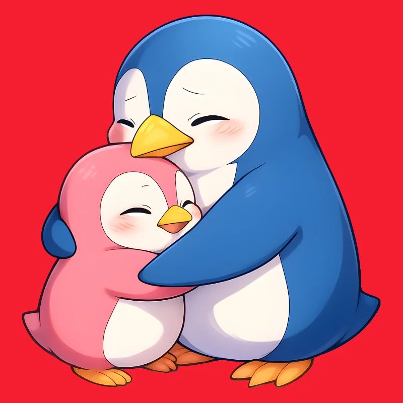 Kuschelpinguine Umarmung