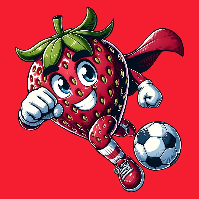Fußball Erdbeere Superheld Kicker Comic