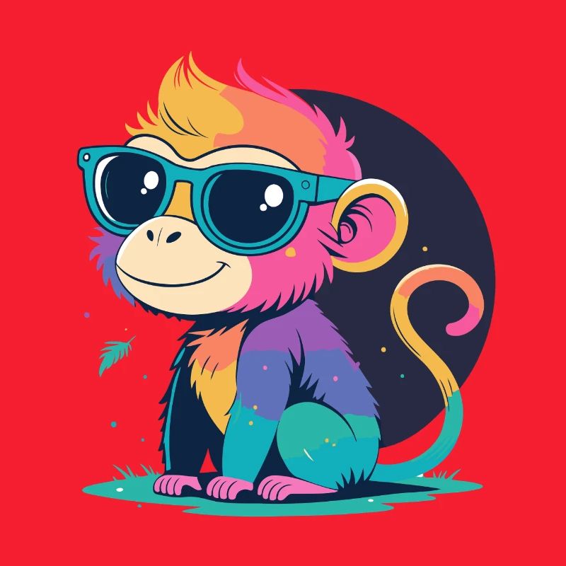 Rainbow Monkey with Glasses