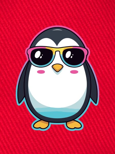 Schicker Pinguin mit Regenbogengläser