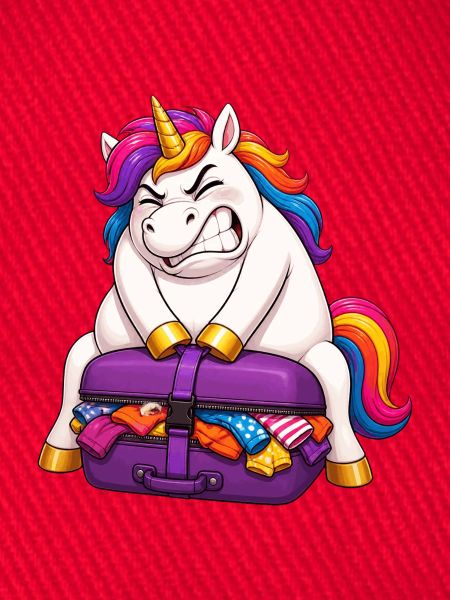 Einhorn Übergepackter Koffer