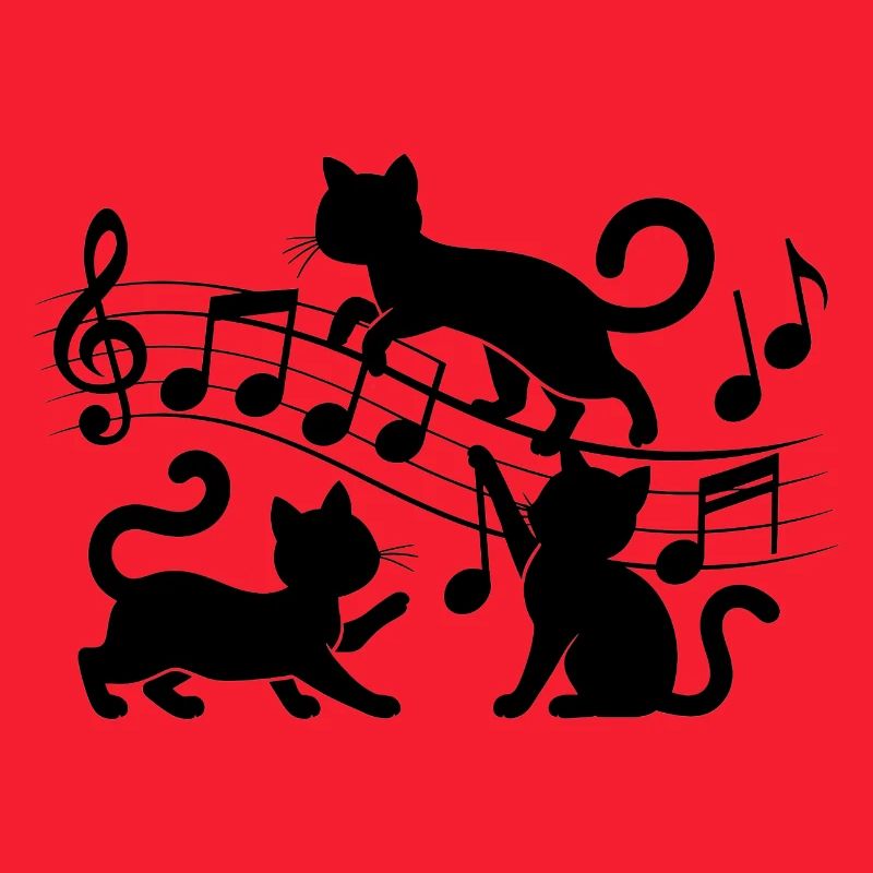 Black cats pattern playing with musical note
