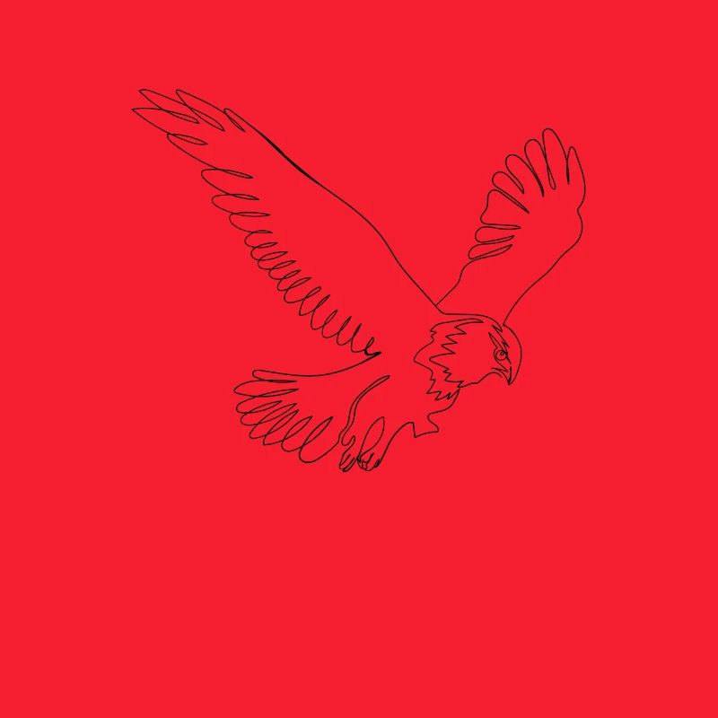 One Line Art Eagle drawn with a dash