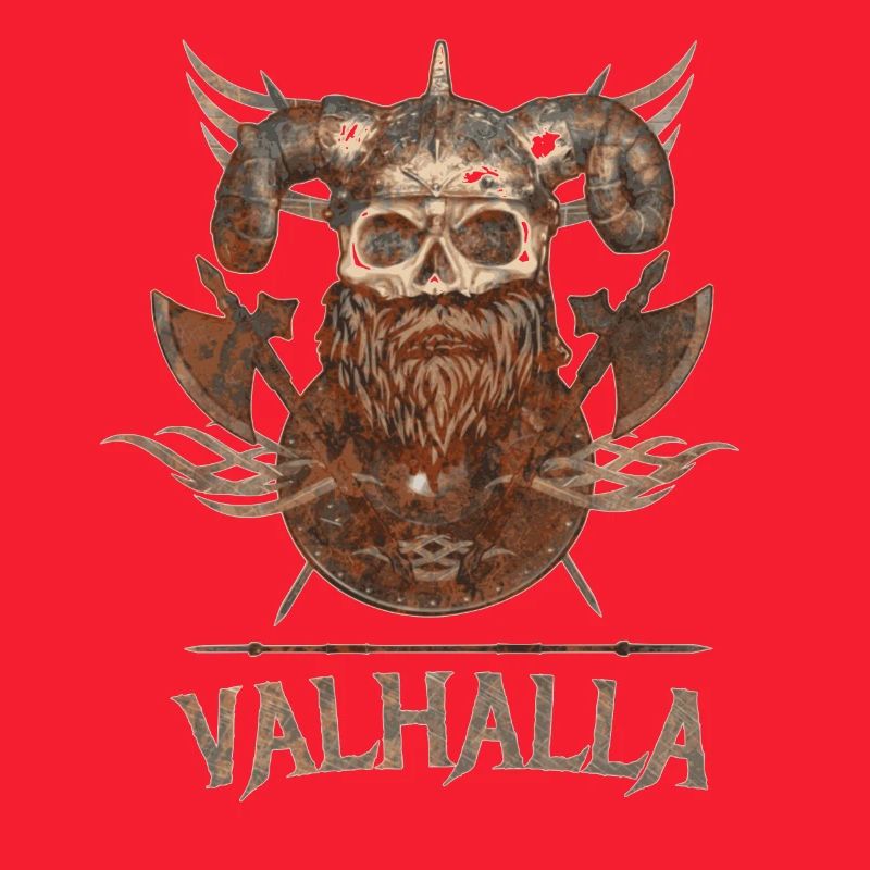 Viking skull with beard axe and shield