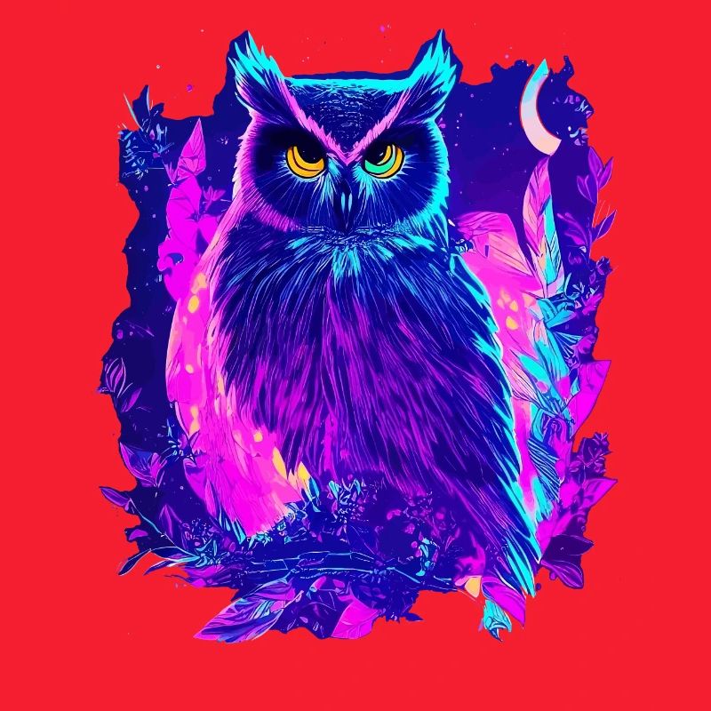 Neon leuchtende Eule Synthwave