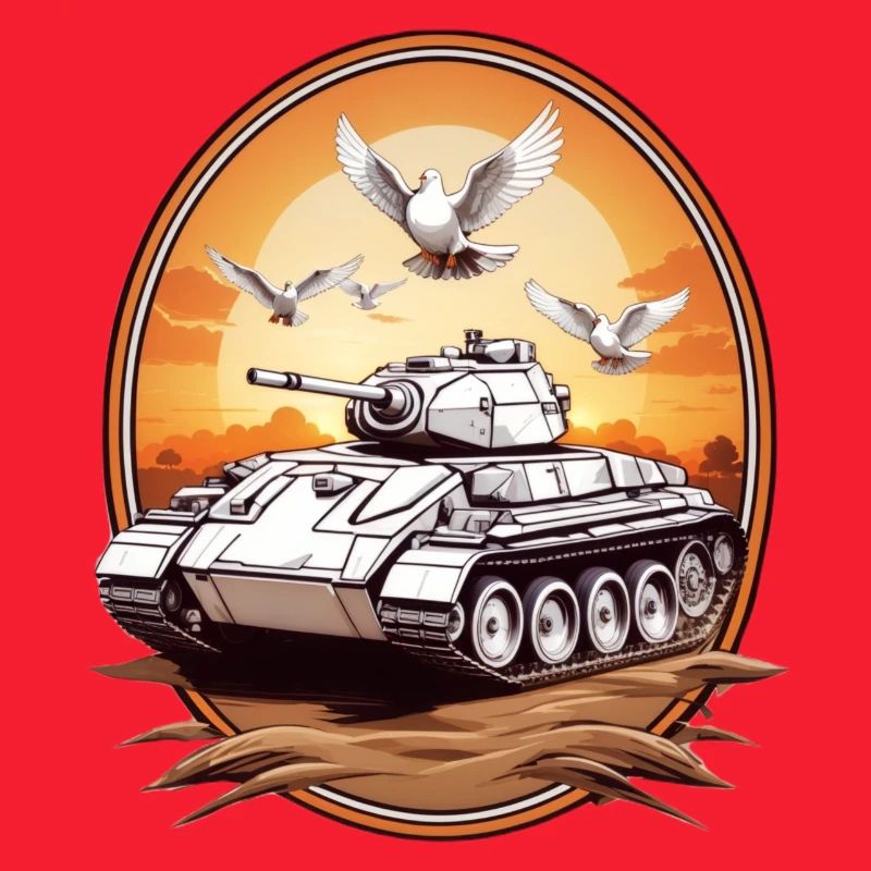 Panzer mit Friedenstauben