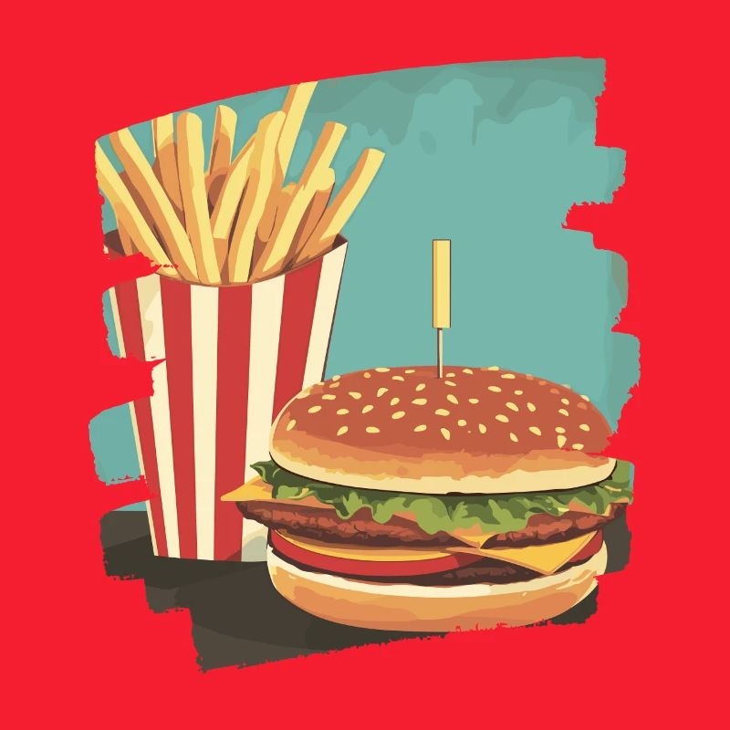 Burger und Fritten Retro