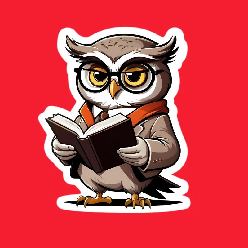 Eule mit Brille und Buch