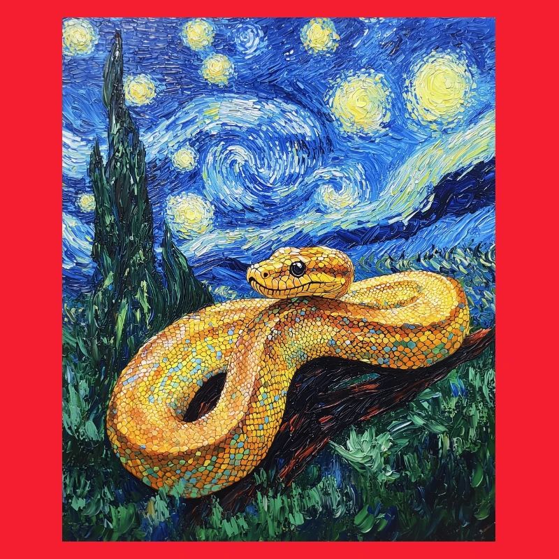 Snake Python Van Gogh Style Starry Night