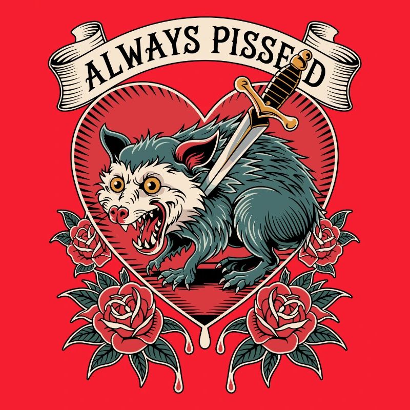 Wütender Wolf Herz Tattoo Stil