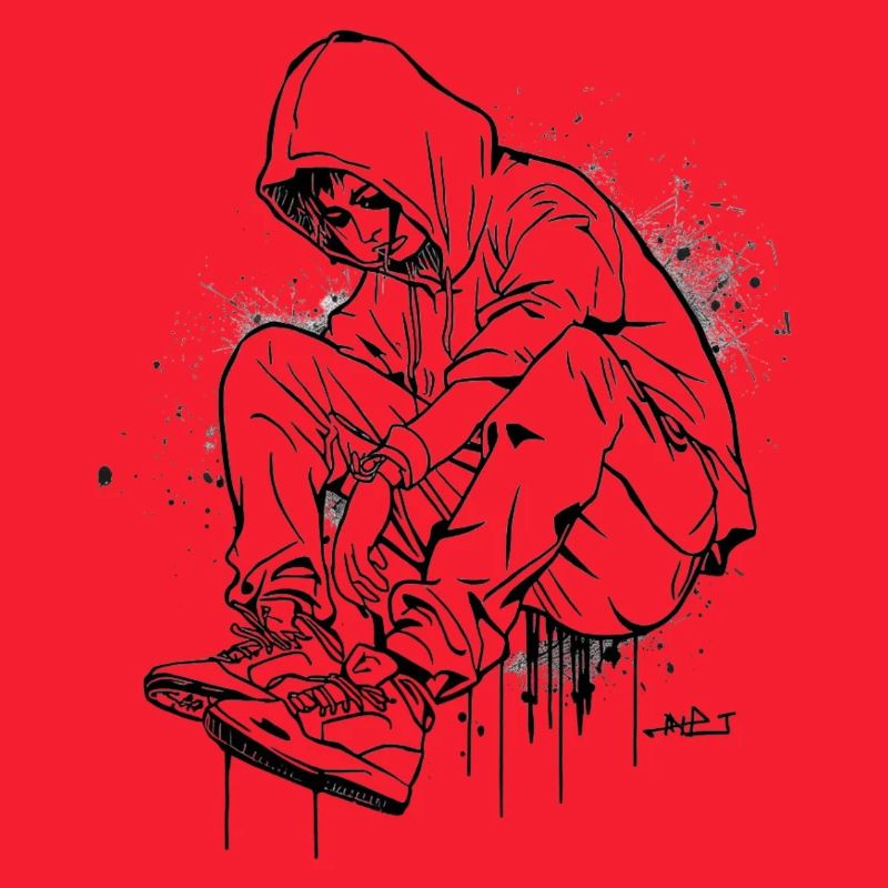 Silhouette Kapuzenpullover Graffiti