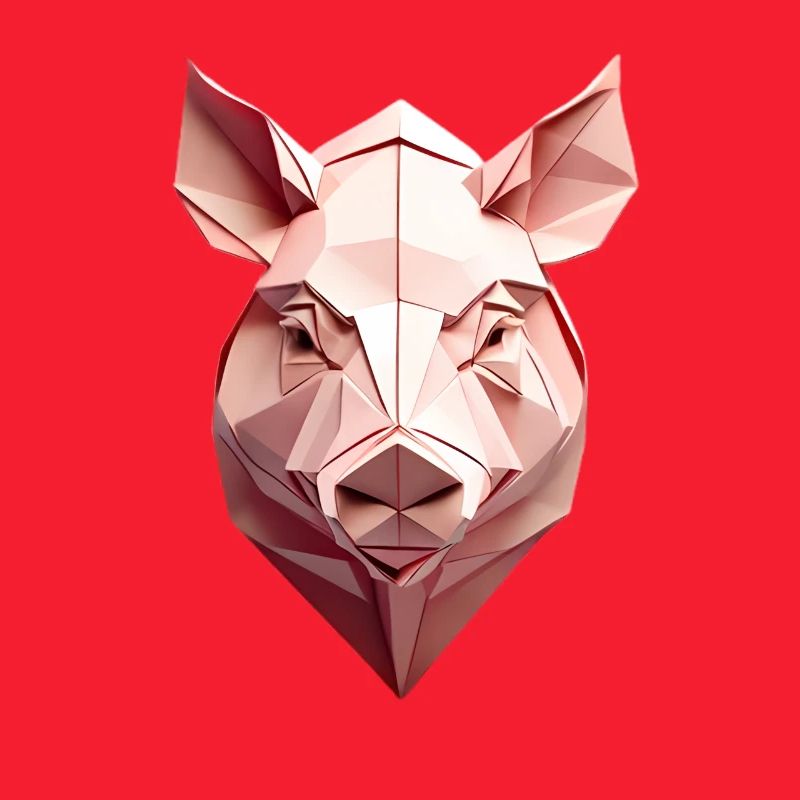 Low-Poly Schwein Kopf Pink
