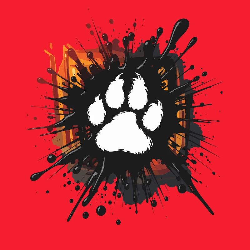 explosion d'œuvres d'art avec des empreintes de pattes d'animaux