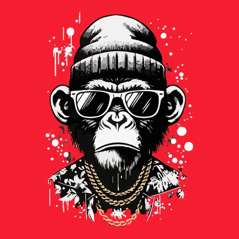Cool monkey with street style and chains