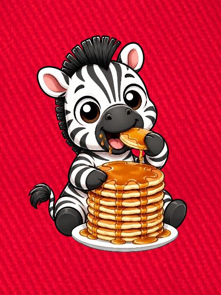 Zebra mit Pancakes Lustiger Cartoon